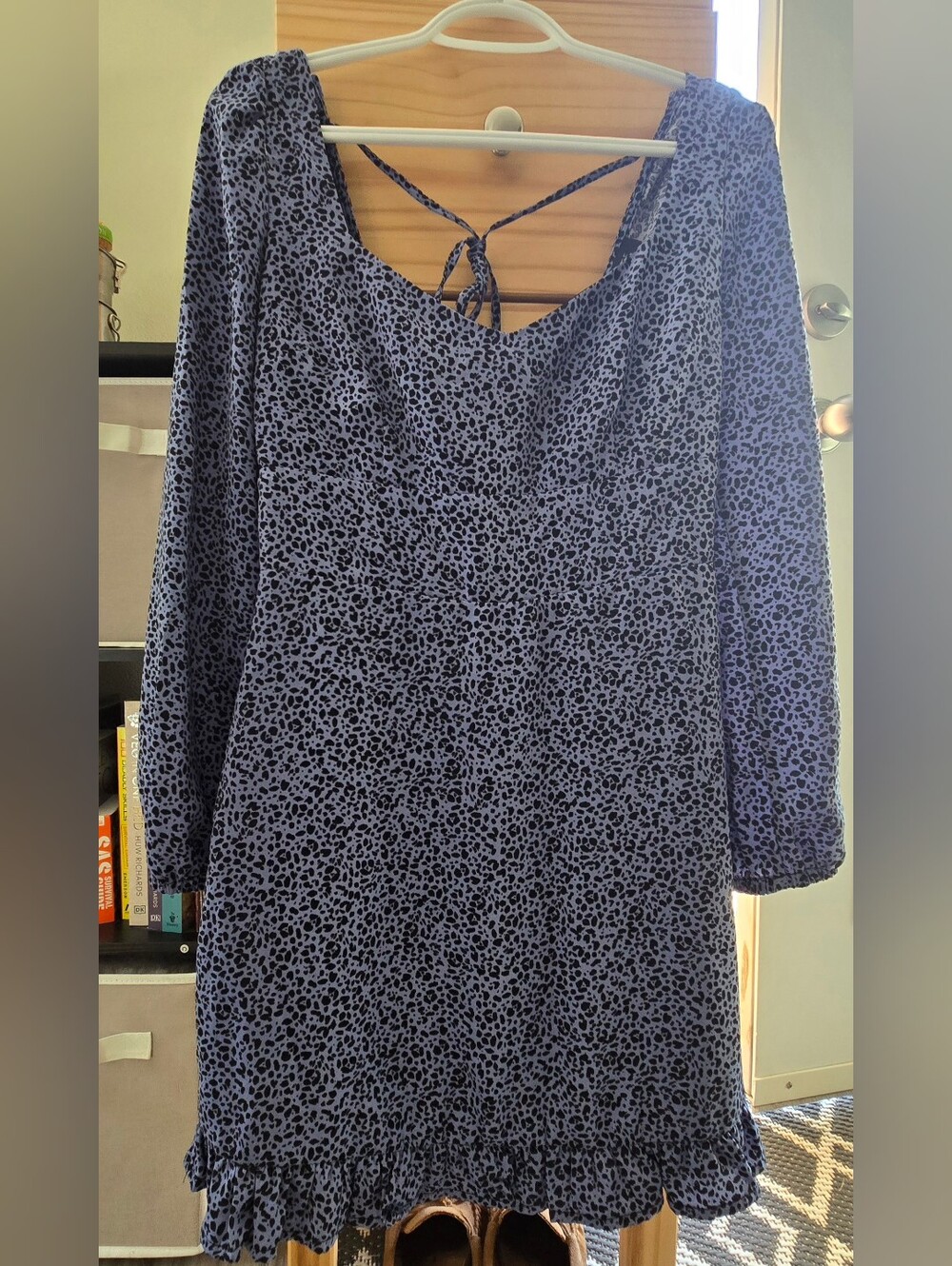 Dynamite Blue Leopard-Print Long Sleeve Mini Dress